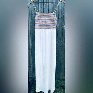 Bohemian Maxi Dress with Multicolor Contrast Bodice